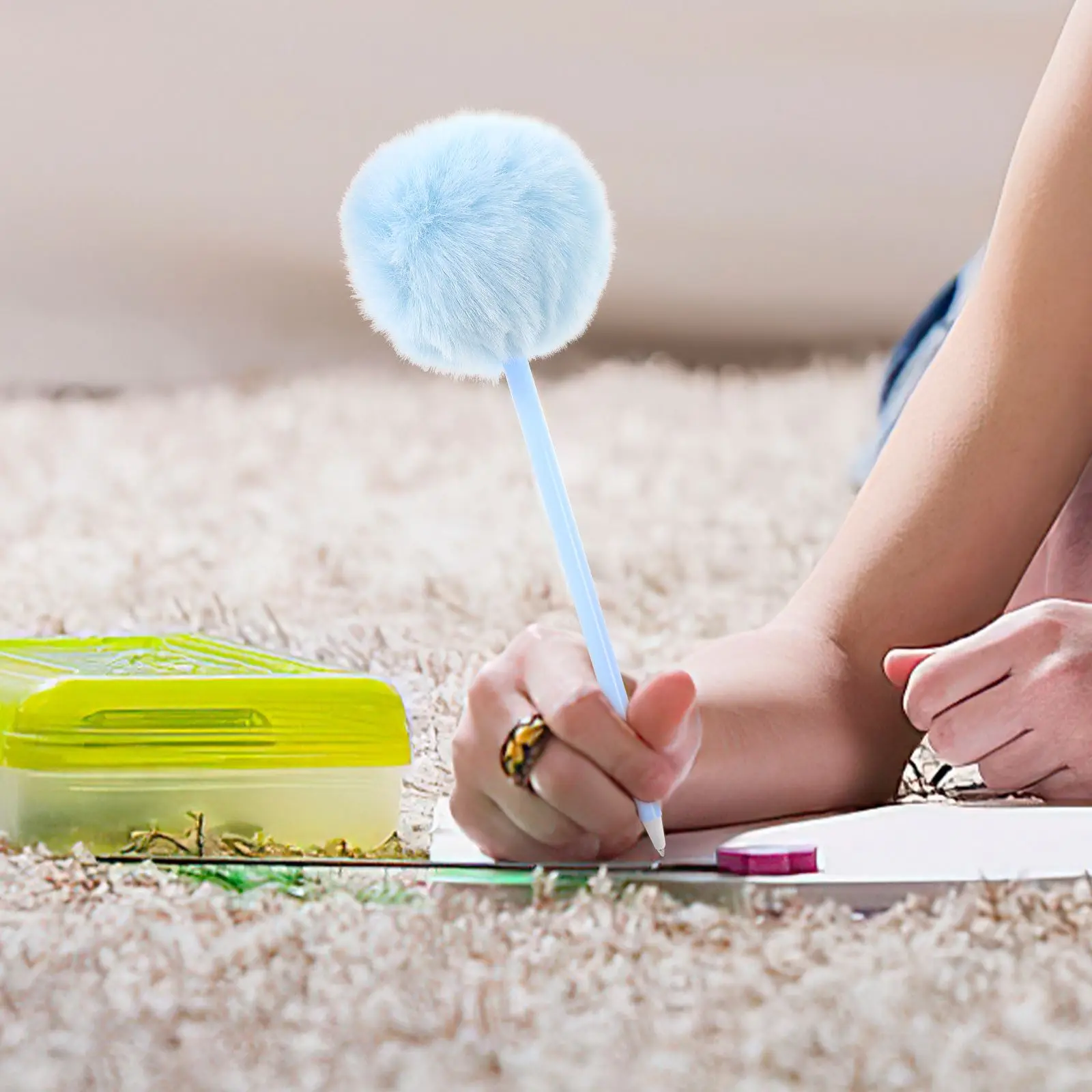 4 Stuks Studenten Pluizige Balpen Rollerball Pennen Balpen Vulpen Fuzzy Balpen Pom Pen Haarbal Pluche Balpen Balpen