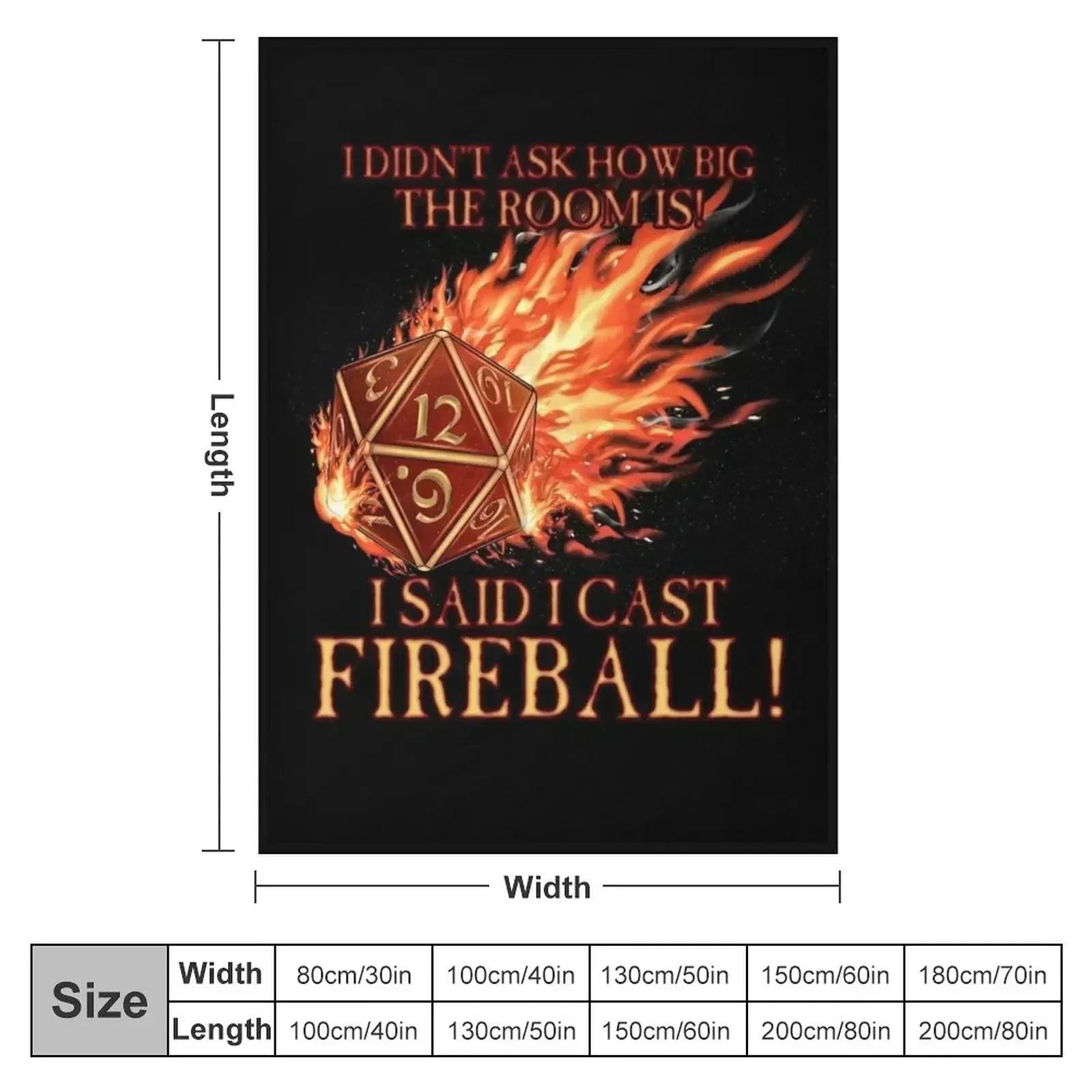 D20 I Didn't Ask! I Cast Fireball! Throw Blanket couch cozy soft plush fuzzy picnic outdoor blanket