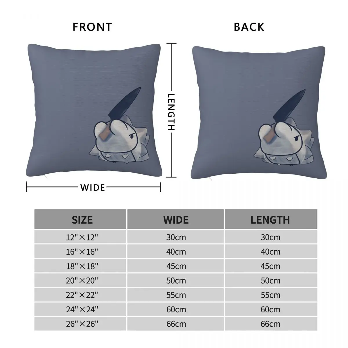 Snom With A Knife Square Pillowcase Polyester Linen Velvet Pattern Zip Decorative Pillow Case Home Cushion Cover 45x45