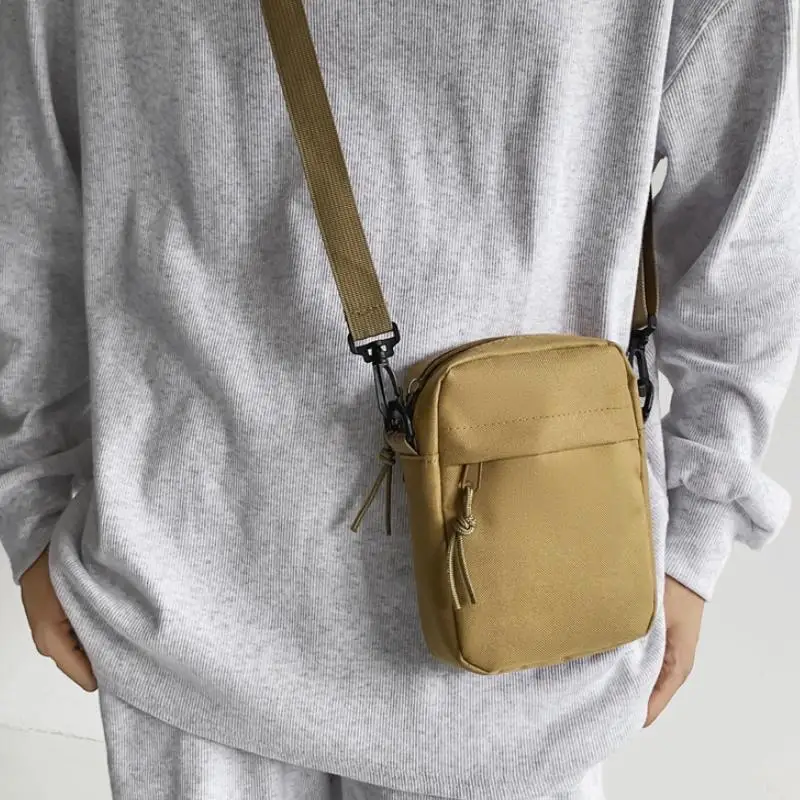 Bolsas de lona para homens, bolsa de ombro pequena com zíper, simples, casual