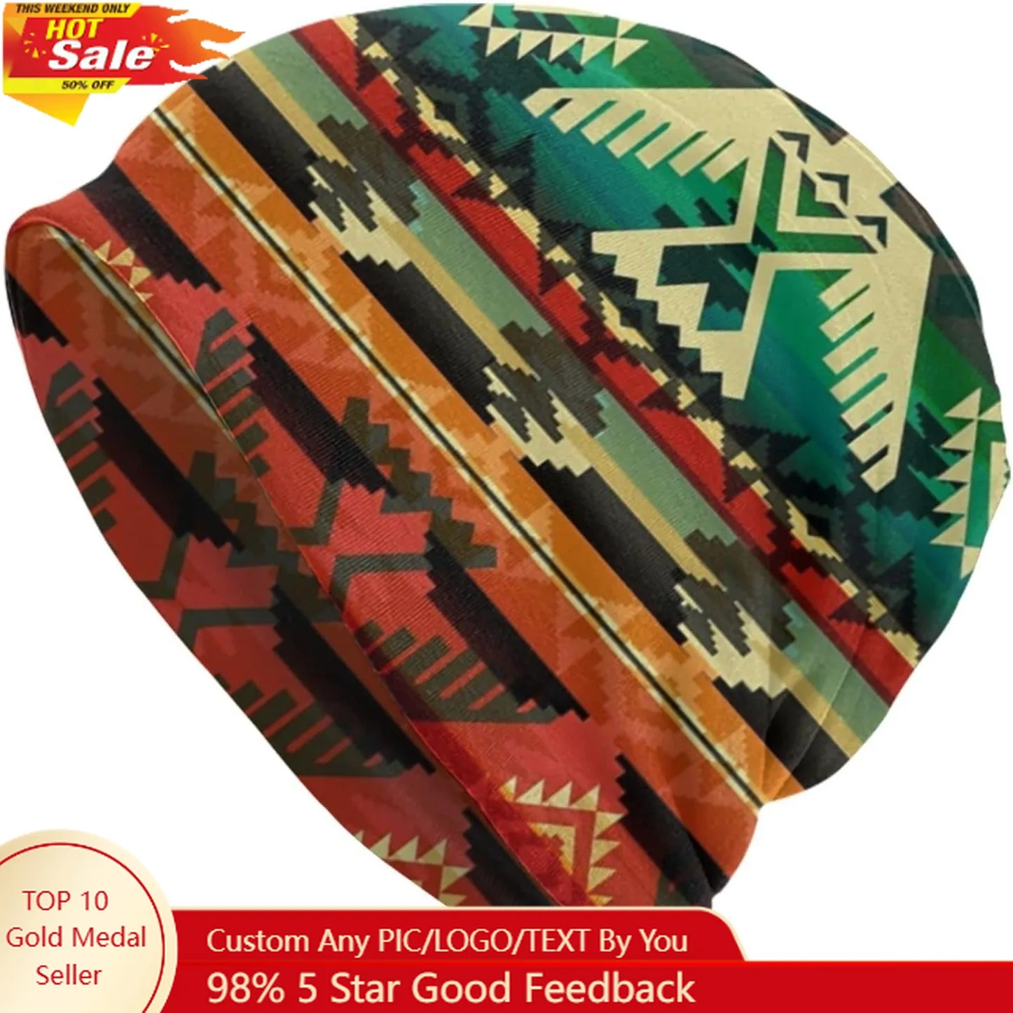 

Native American Beanie Chemo Hat Cancer Headwear Knitted Hats Baggy Slouchy Scarf Cap for Adults Women Men