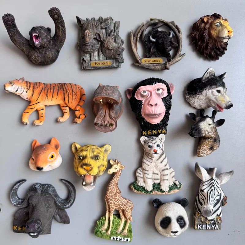 Kenya South Africa Big Five Animal Fridge Magnets Hook Tourist Magnets Lizard Panda Magnetic Sticker Owl Ketchen Home Decoration