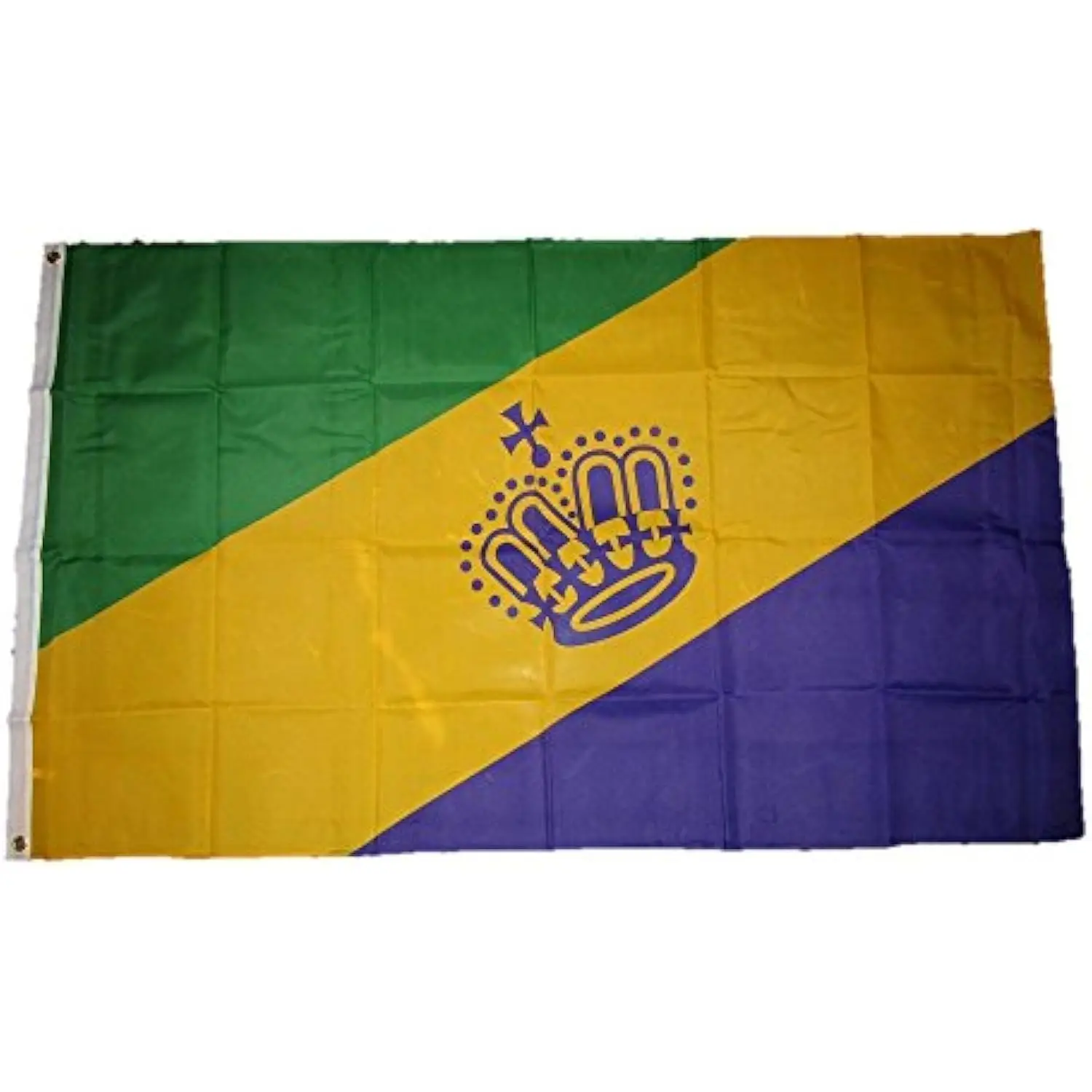 Mardi Gras Crown Flag 3x5FT 4x6FT Purple Green Gold King Queen Design Outdoor Banner