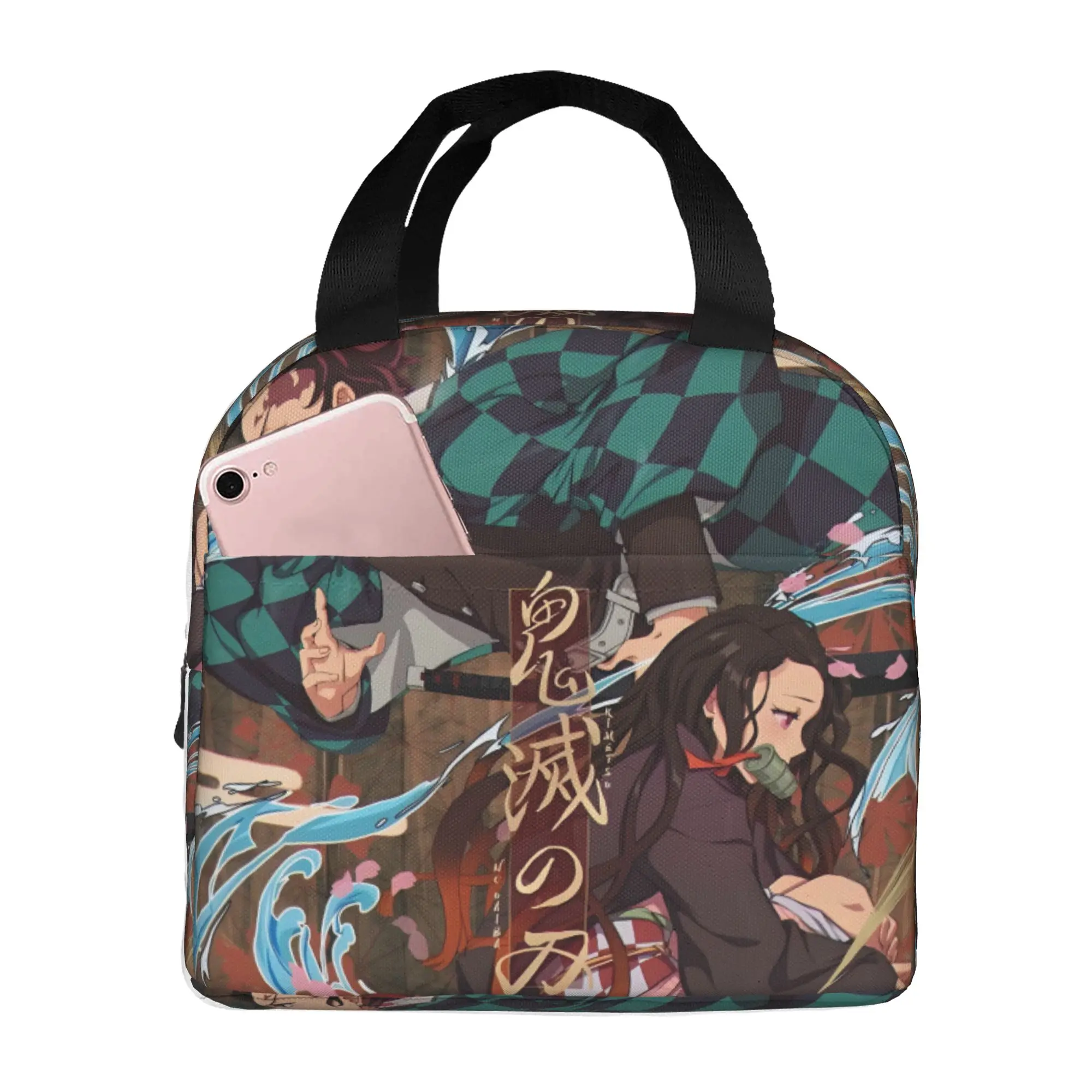 Custom Japanese Demon S-Slayer Lunch Bag Men Women Comic Warm Cooler Insulated Lunch Boxes for School view 2
