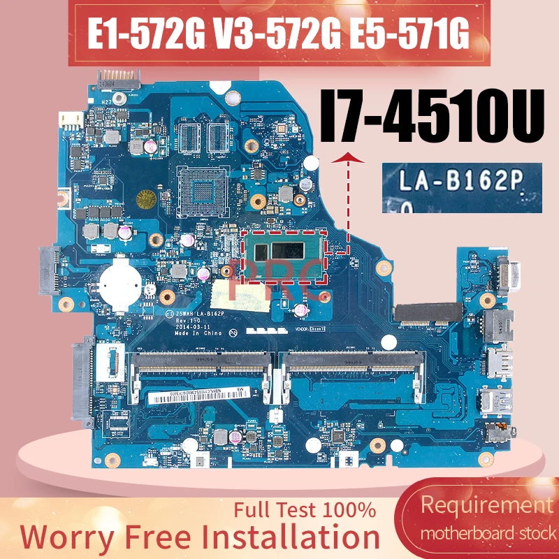 Z5WAH LA-B162P For ACER E1-572 Laptop Motherboard I7-4510U Notebook Mainboard