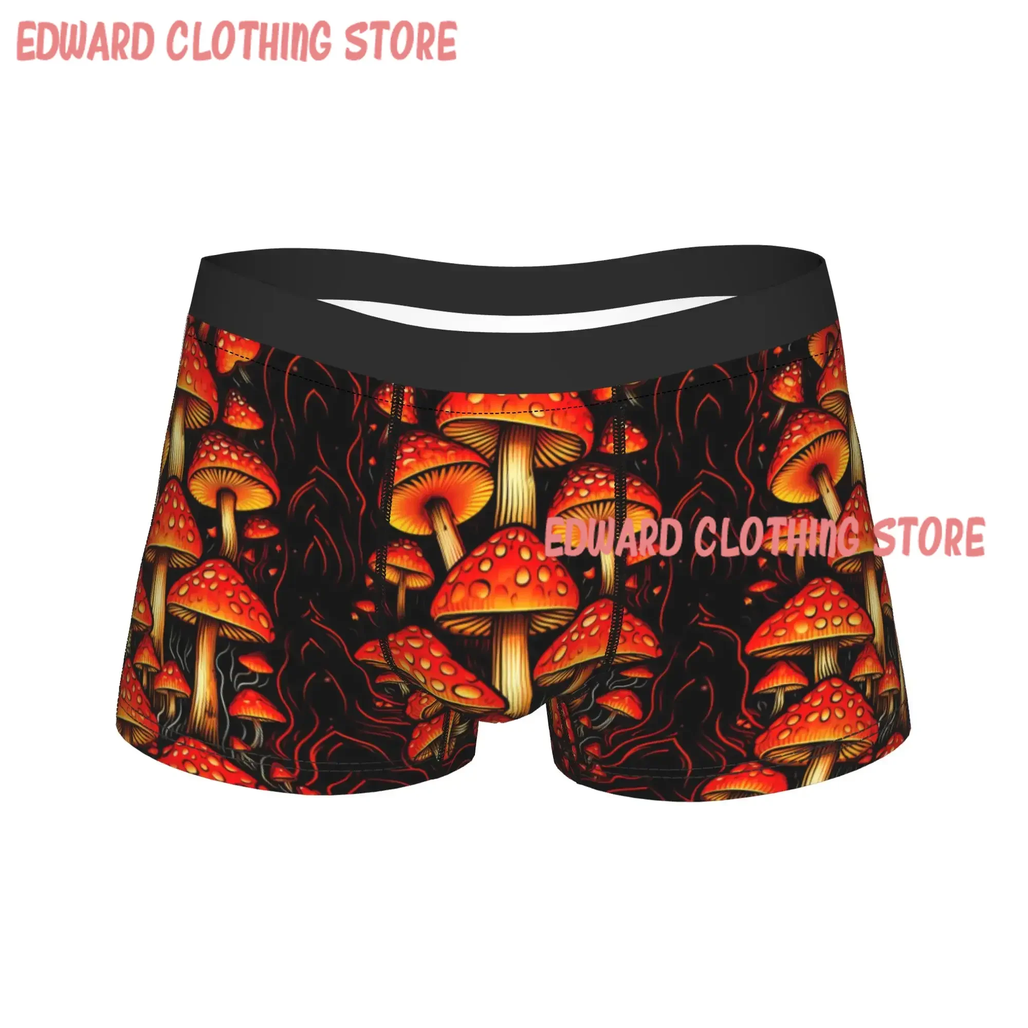 Calzoncillos de diseño original con estampado de hongos rojos, de alta calidad, para hombre, suaves, de moda, tipo bóxer, idea de regalo.