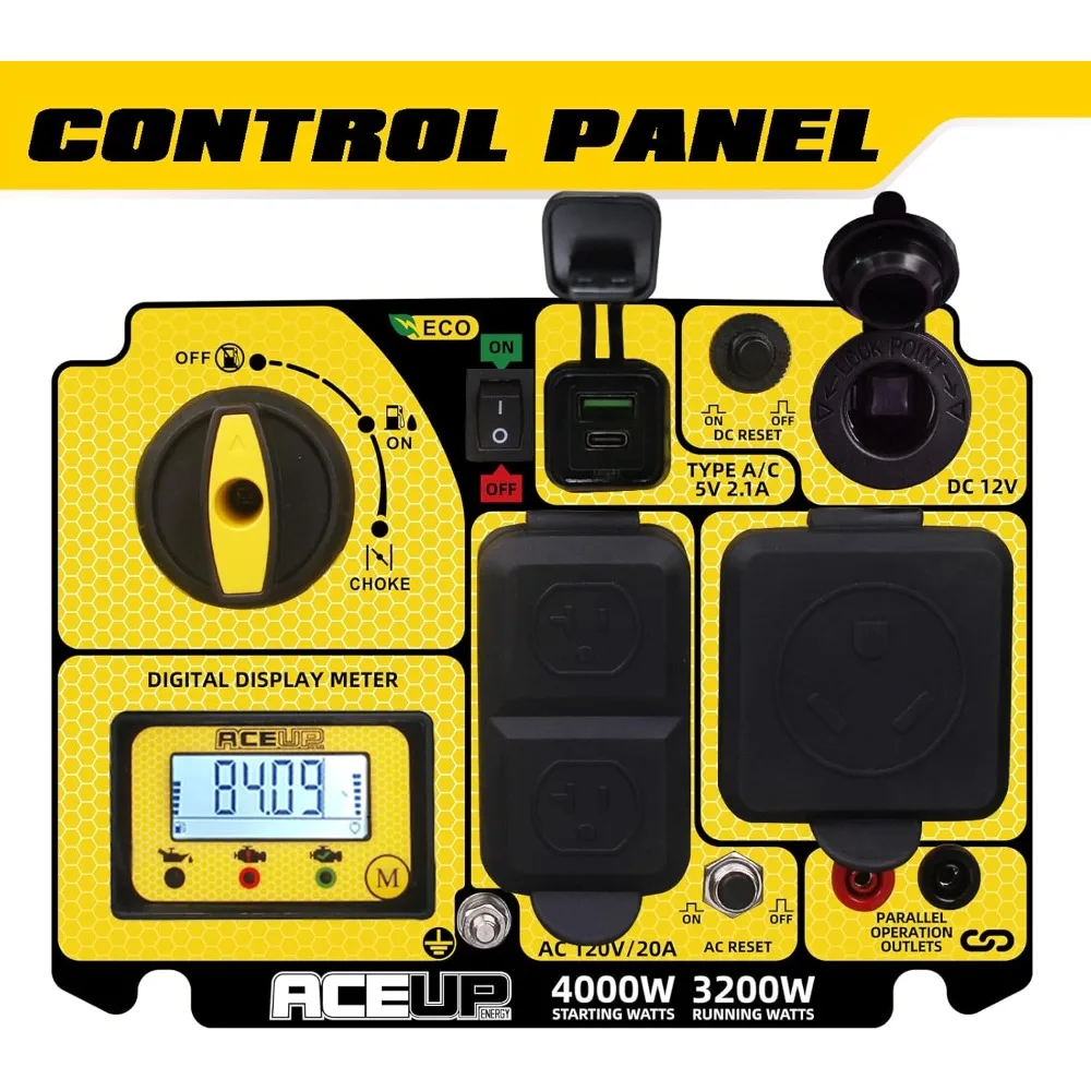4000 ワットポータブルインバーター発電機、家庭用ガス駆動発電機、静か、RV 対応、EPA 準拠