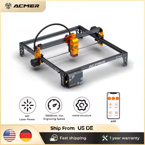 ACMER P1 S Pro 6W Laser Engraving Machine With Honeycomb Board Ultra-thin Laser Acrylic Engraver Cutting Machine 380x370mm Area