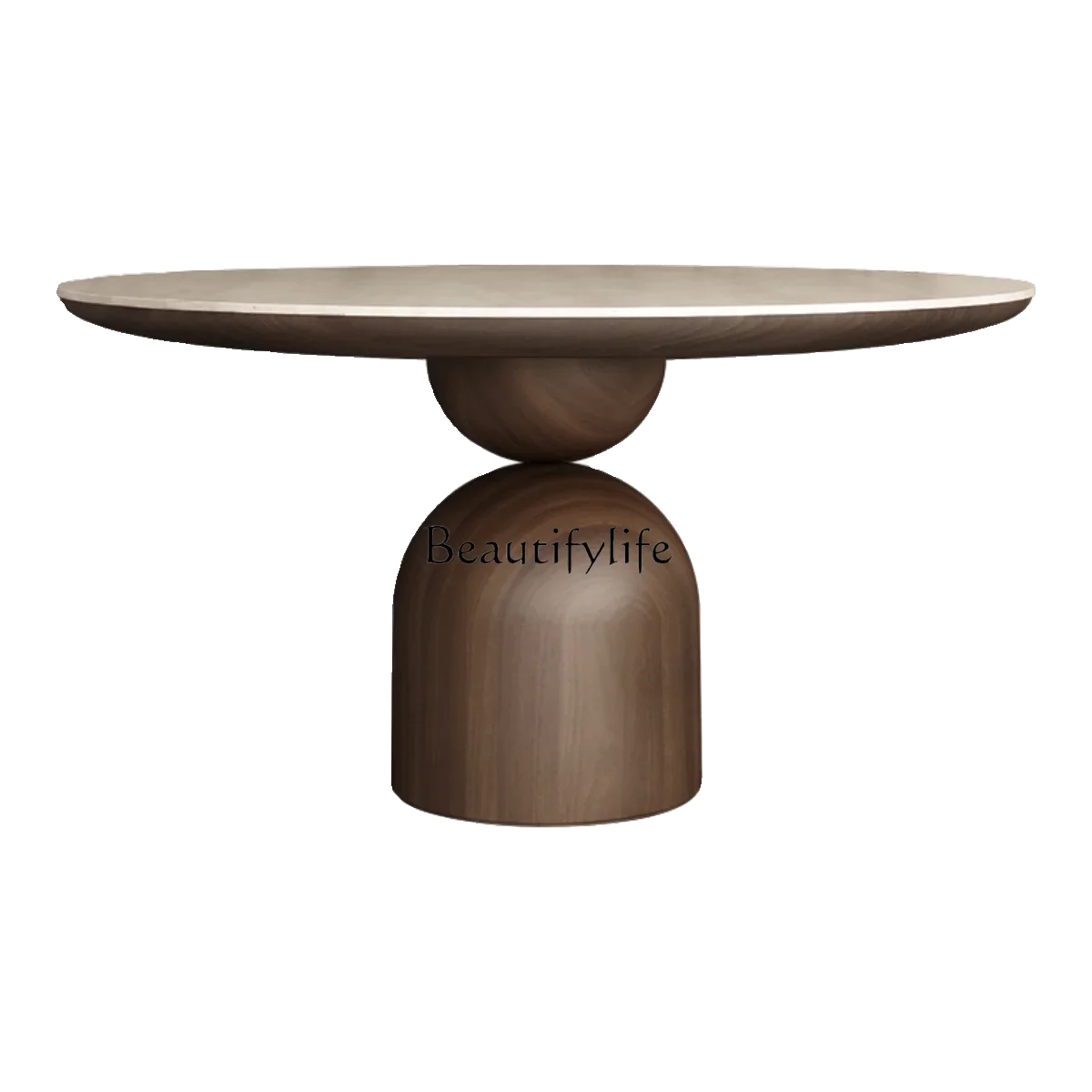 

FG10Retro walnut round dining table imported slate household small apartment designer solid wood French dining table