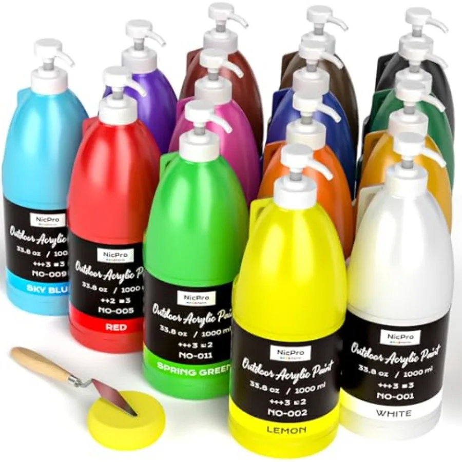

Набор акриловых красок для наружных работ, 14 цветов, большой объем, 1000 мл (33,8 унции), высококачественные художественные материалы, нетоксичные, для различных поверхностей, для творчества и рисования