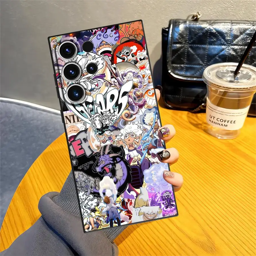 One Piece Cute Gear 5 Luffy Case for Samsung Galaxy Note S8 8 10 Plus S9 9 20 Ultra S10 Black Soft Phone Cover