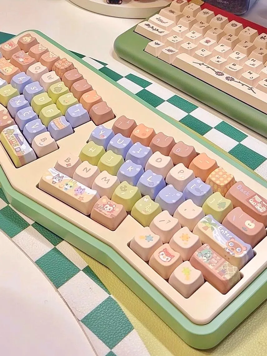 Animal Crossing Keycaps Mao/Moa Keycaps 142 Keys Customized Cute Keycaps Gift Cat Key Cap Thermal Sub For Mechanical Keyboard