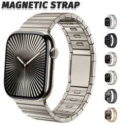 Steel Band for Apple Watch Ultra 2/1 Strap 49/45/44/42/46mm Slide Remove Magnetic Buckle Bracelet for Iwatch Series 10 9 8 7 6 5