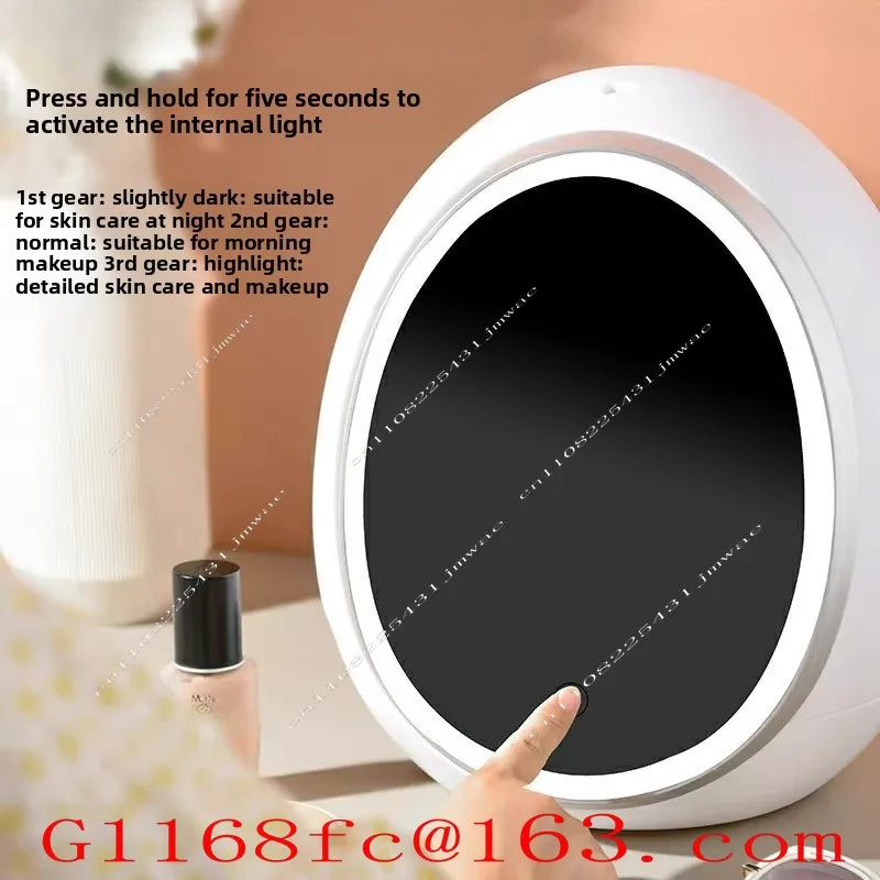 LED Lighted Cosmetic Storage Box Desktop Dustproof Large Capacity with Mirror