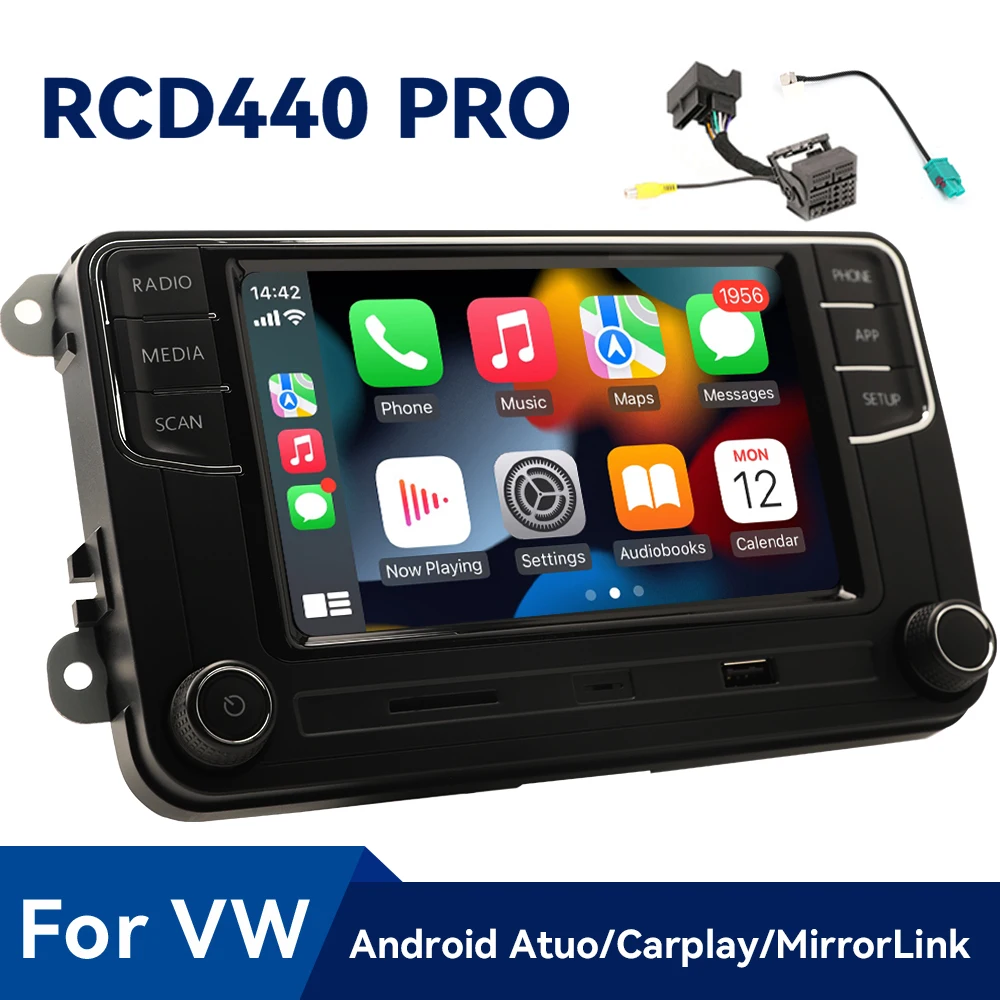 راديو سيارة RCD440PRO Carplay لسيارة VW PQ Passat B5 B6 Golf MK5 MK6 Jetta 5 6 CC POLO Noname Android Auto Bluetooth MIB الوسائط المتعددة