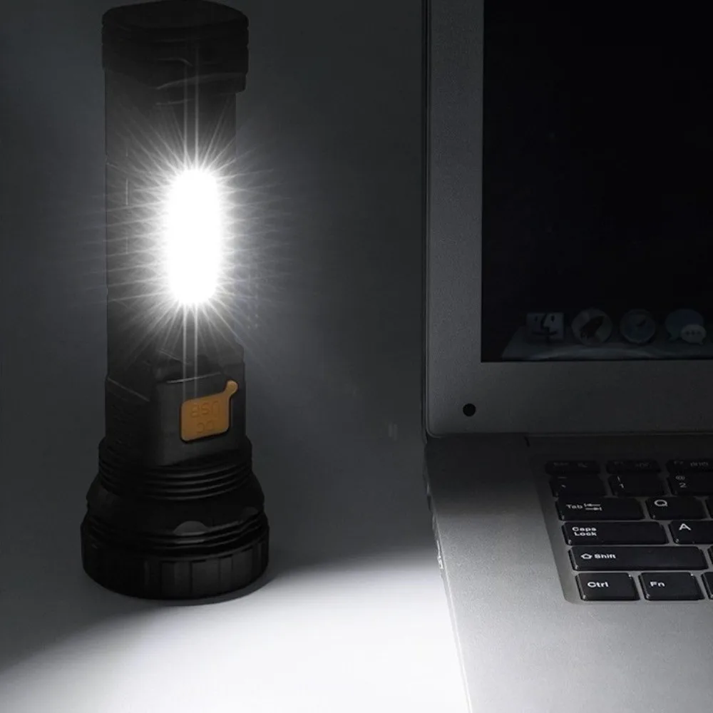 Ultra-Bright Solar Flashlight Focused Light COB Side Light LED Flashlight USB Rechargeable Long-Lasting Handheld Spotlight