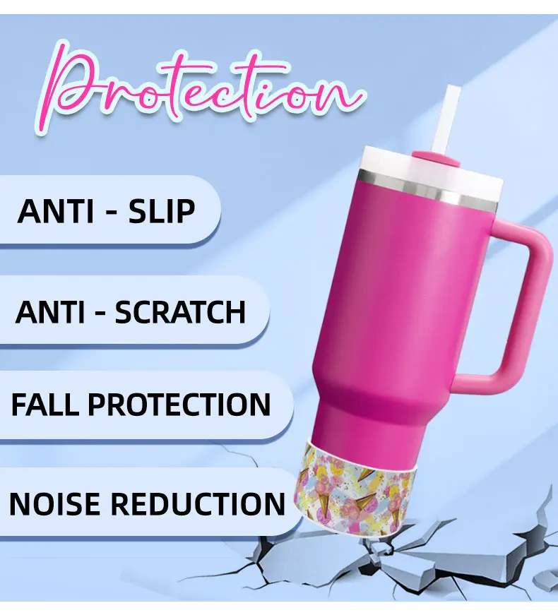 40oz Tumbler Bumper Water Bottle Sleeve Cover Halloween Printing Silicone Boot with Anti-Slip Bumper for Drinking