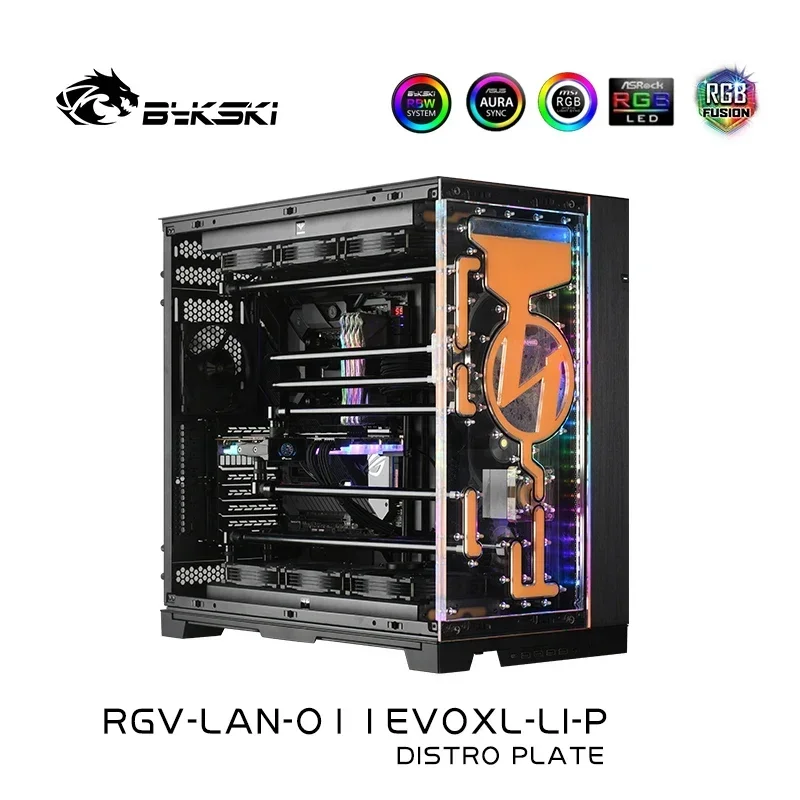 لوحة توزيع Bykski لـ LIAN LI O11 EVOXL-LI وحدة كمبيوتر كتلة تبريد المياه تدعم مضخة DDC، قارب مائي RGV-LAN-O11EVOXL-LI-P