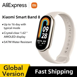 En stock versión Global Xiaomi mi Band 8 1,62 ''AMOLED batería Ultra larga duración 16 días pulsera inteligente más de 150 modos deportivos MI Band