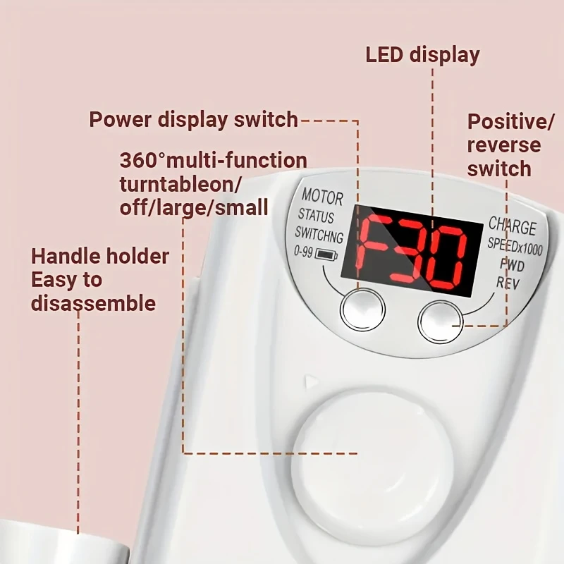 Convenient Nail Polish Machine Manicure Change Grinding Head LCD Display Rechargeable Multistage ControlDesigned Nail Sander Kit