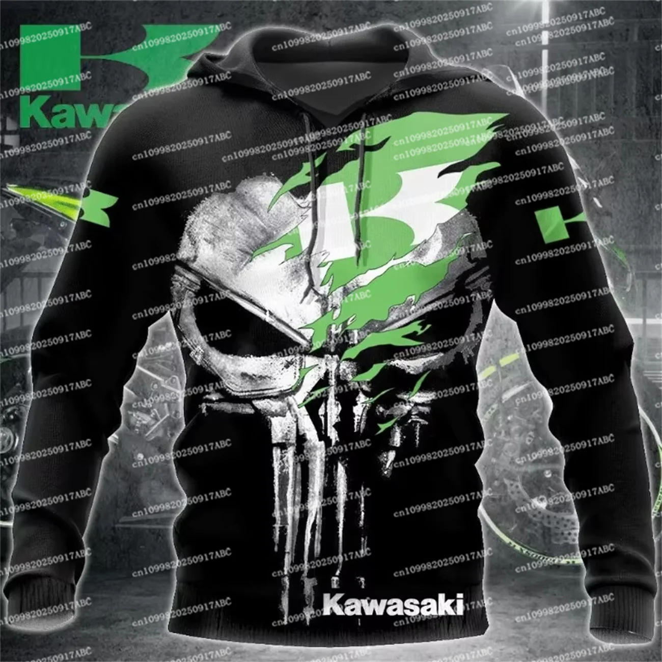 

（Kawasaki ） Men Hoodie Kawasaki Hoodie Top Spring and Autumn/Winter Kawasaki Motorcycle Off road Hoodie Sports Women Hoodie