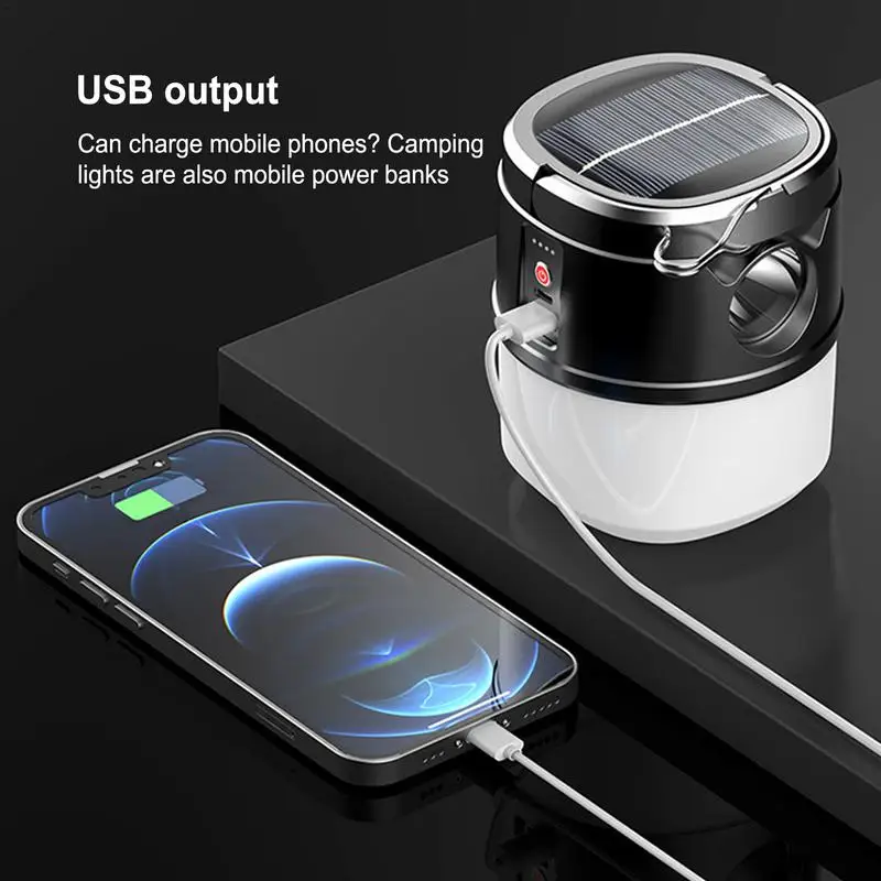 Solar Camping Lights Solar Powered LED Camping Light Solar Powered Rechargeable LED With 4 Light Modes USB Charging Portable
