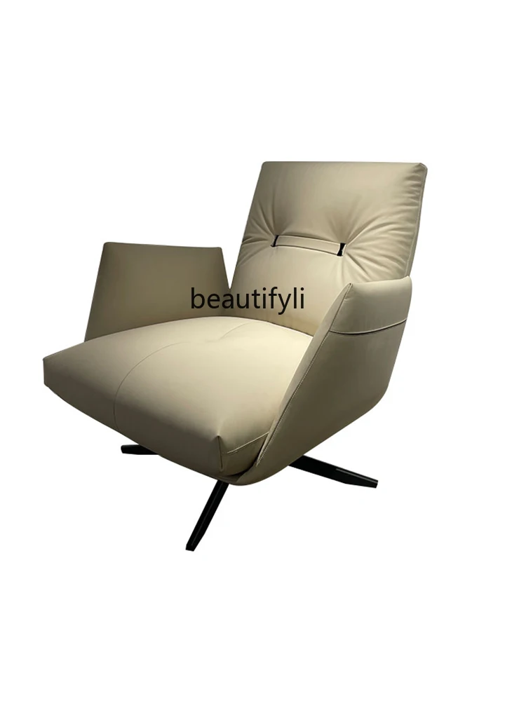 

New Genuine Leather Steel Frame Couch 360 Rotating Rest Couch Home Living Room Minimalist Casual Designer Model