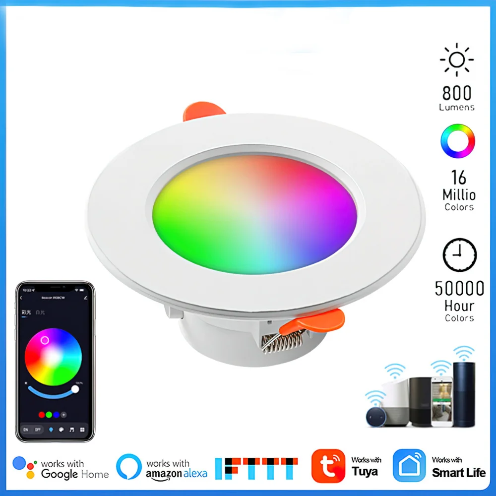 1-10PCS LED Downlight Dimmable Tuya Intelligent Graffiti Control Voice APP RGB CW Full Color Spot Ceiling Recessed for Kitchen