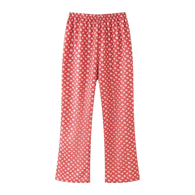 

Elegant Loose Plaid Print Wide Leg Pants Woman Elastic High Waist Women's Pants Casual Lady Streetwear Outfit