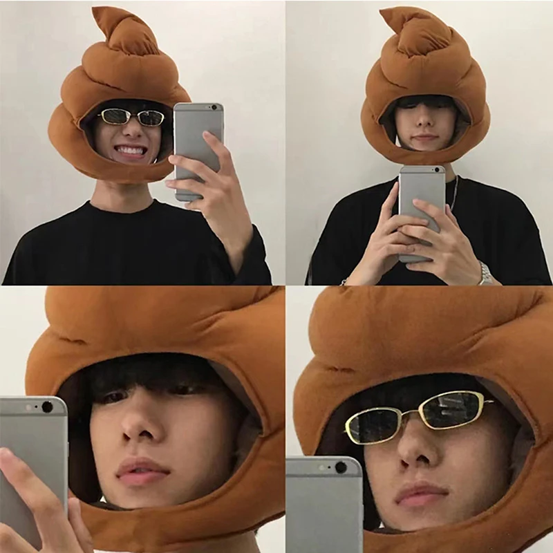 Gorro de Peluche con Forma de Caca Creativa y Divertida, Juguete de Peluche, Gorro Completo, Regalo Broma, Accesorios para Fotos de Fiesta de Cosplay