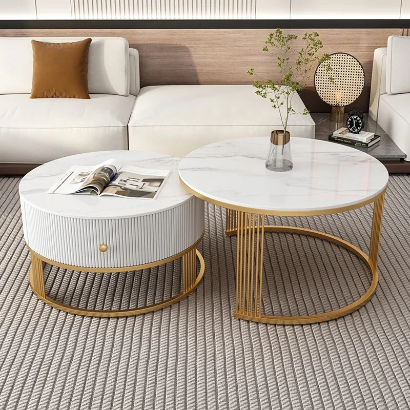 

Nordic Modern Coffee Tables Luxury Marble Effect Drawer Beautiful Side Table Legs Metal Storage Table Basse De Salon Furniturex