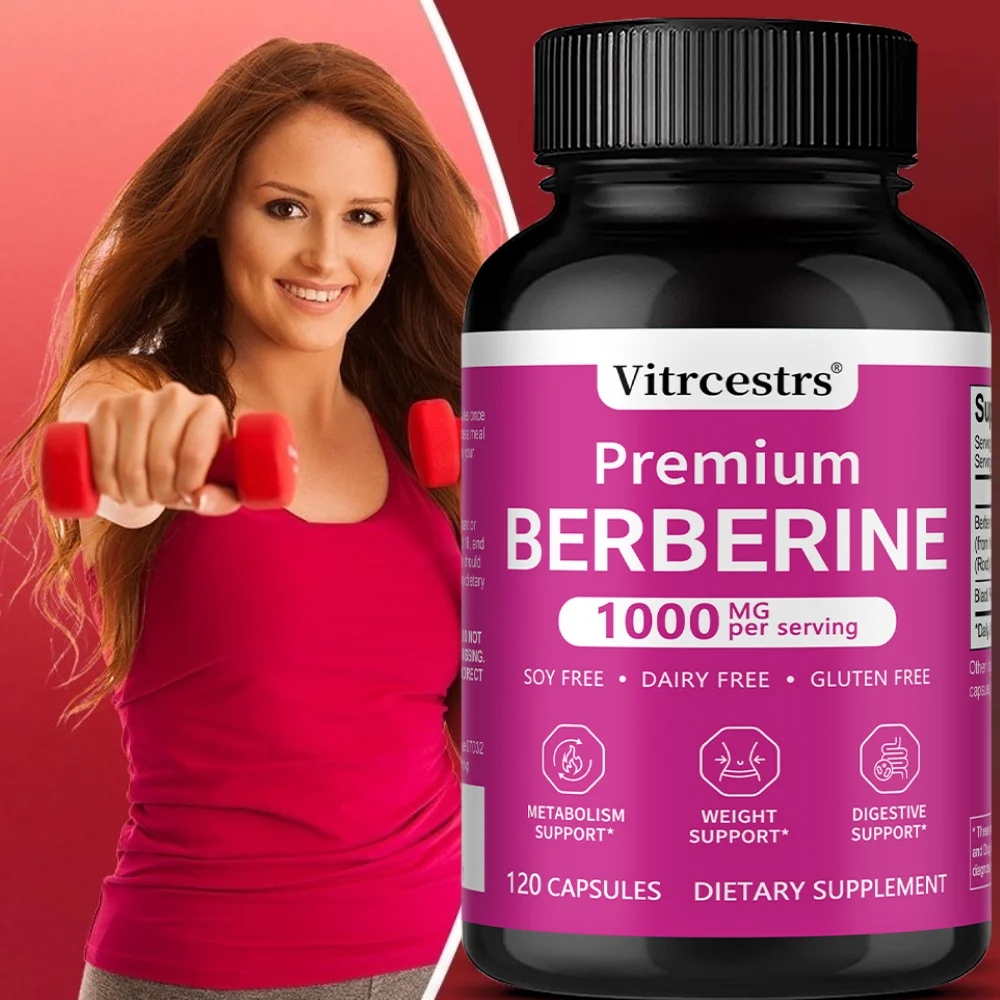 

Berberine HCL Capsules 1000mg with Black Pepper Extract, High Potency, Support Metabolic, Cardiovascular Wellness & Vitality