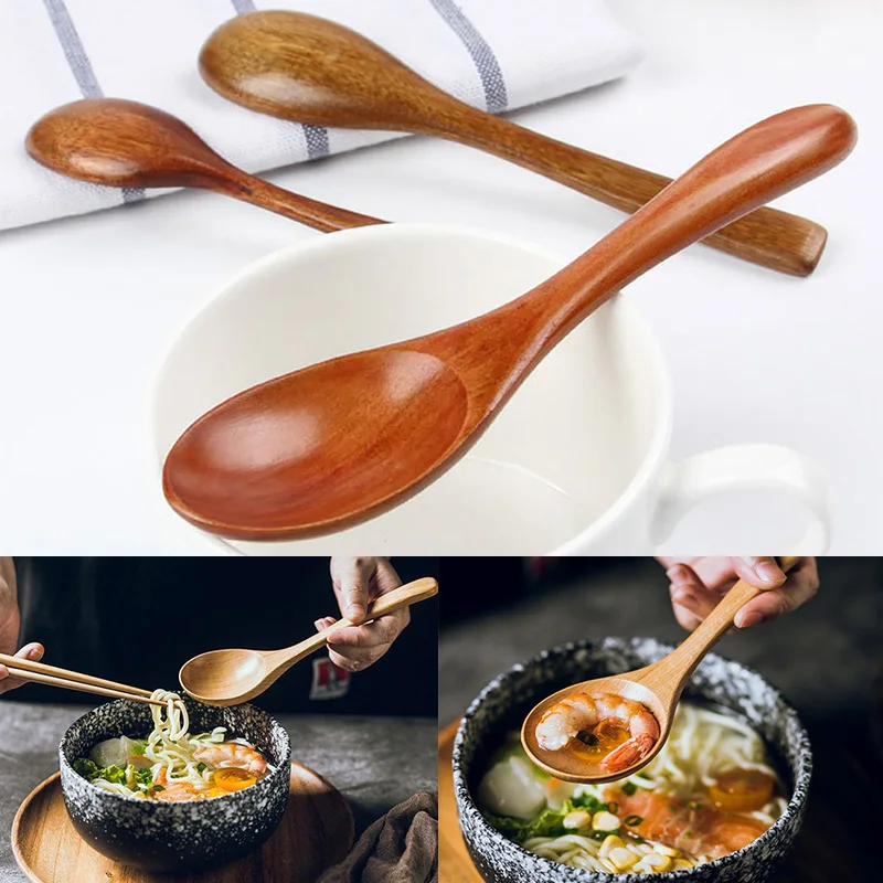 Japanese Style Nanmu Deep Tone Soup Solid Wood Soup Spoon Wooden Rice Spoon Spoon for Eating and Drinking Soup At Home