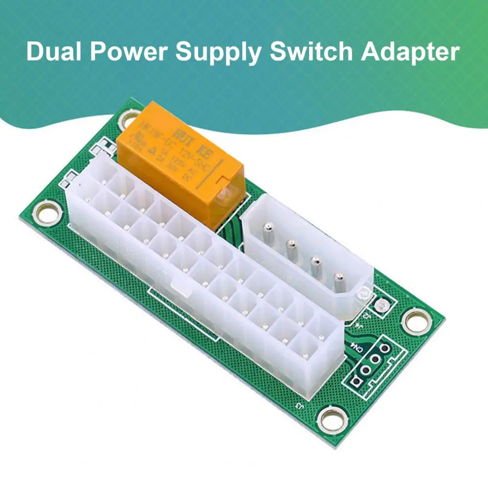 Power Detection 4p Cord Adapter Card for Dual Power Supplies Sata Power Supply Adapter 24pin to 4pin Connector Multiple for Btc