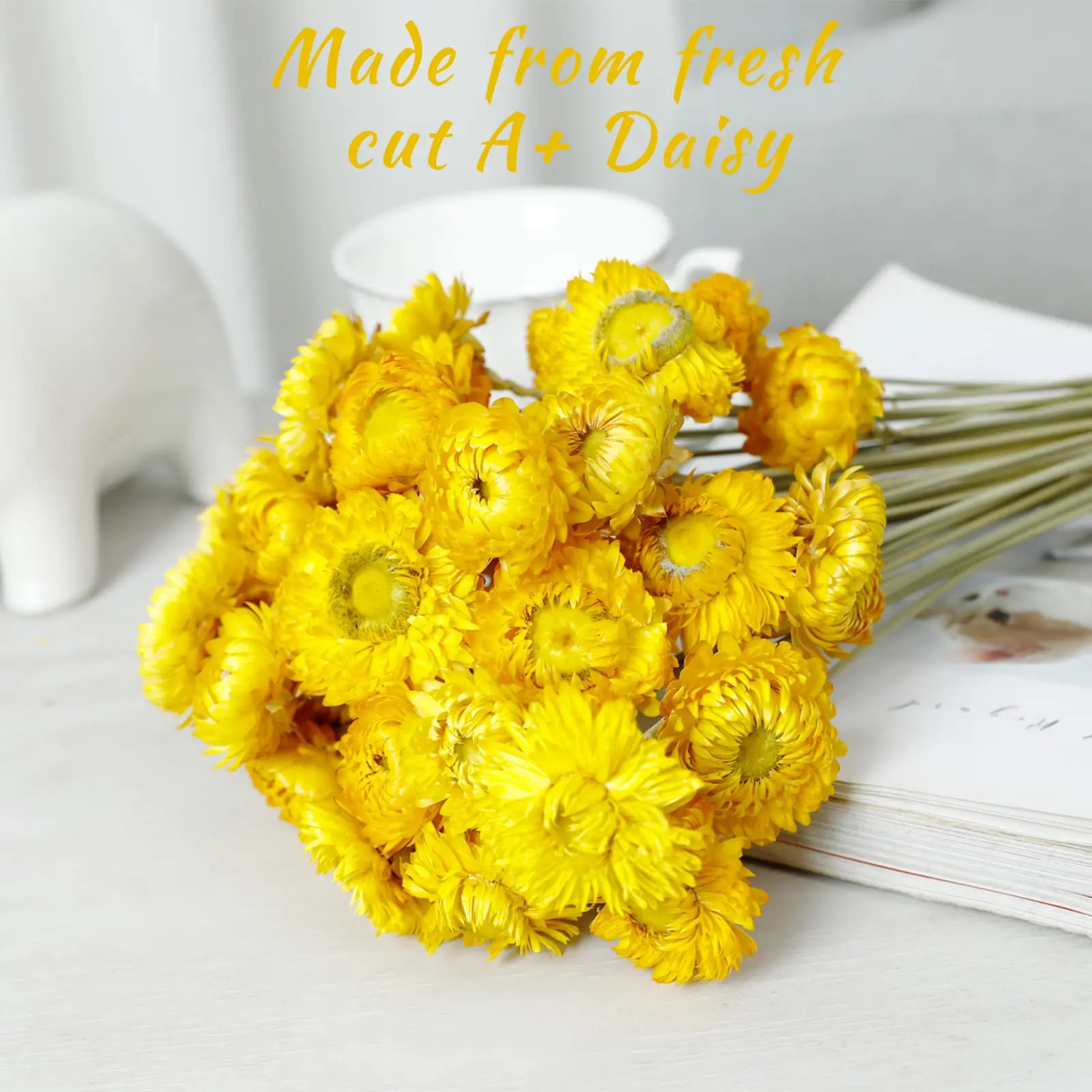 Daisy Dried Flower Bouquet 100%Natural Chrysanthemum Dry Flower for Wedding Centerpieces Home Decor DIY Bridal Bouquet Material