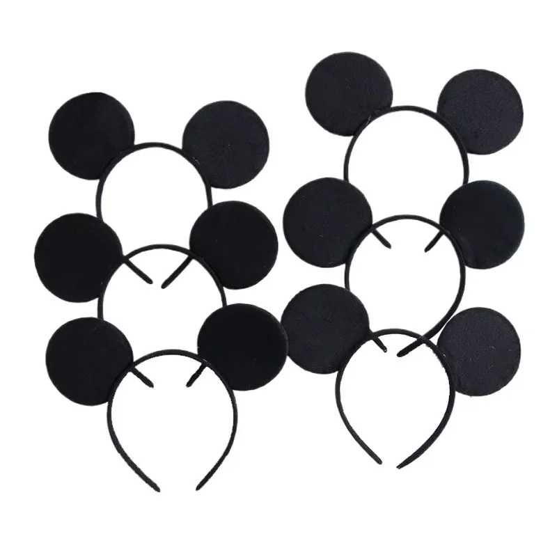 1/2/6/pcs oreilles de souris bandeau solide noir oreilles plus grandes pour garçon et fille fête d'anniversaire faveurs Miky oreille ronde bandeau Animal