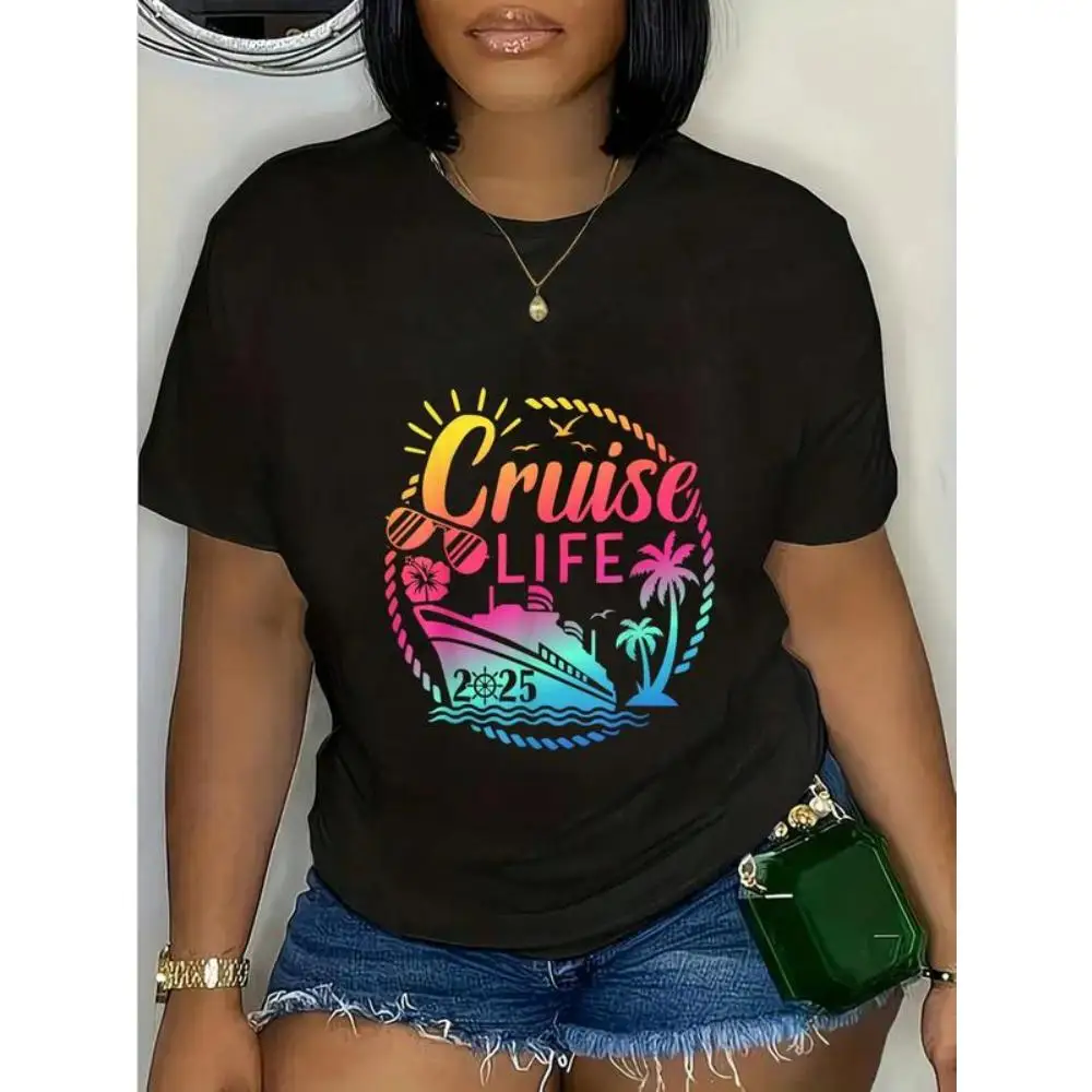 

Cruise Life 2025 T-shirt Family Vacation Cruise Trip Graphic Tee for Men Women Unisex Vacation Holiday Top