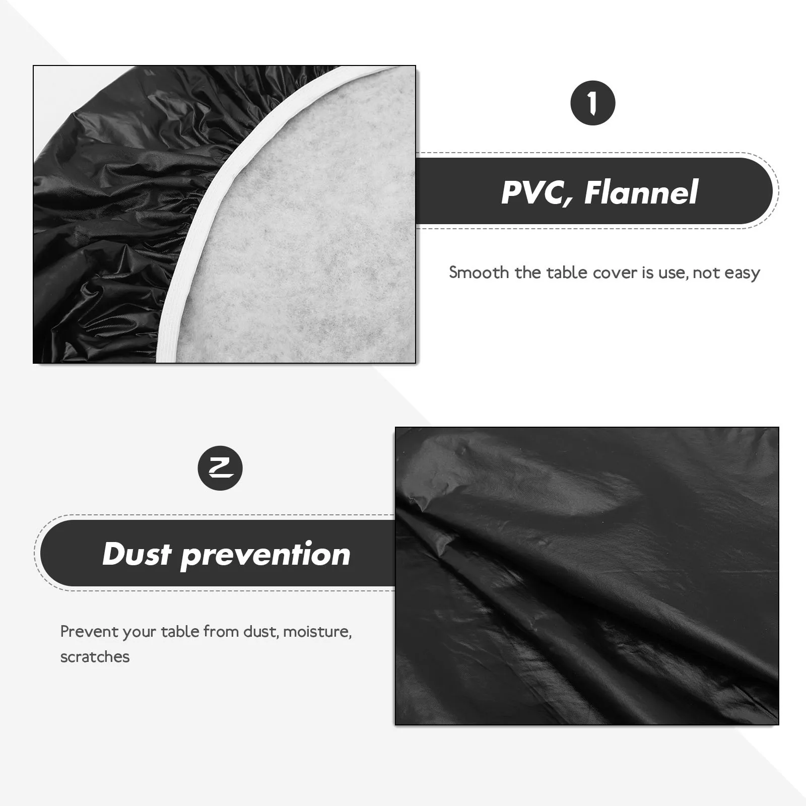 

Stretch Table Cover 6FT Black Flannel Picnic Outdoor Furniture Covers Easy Install Long Lasting Anti Fade Camping Tablecloth