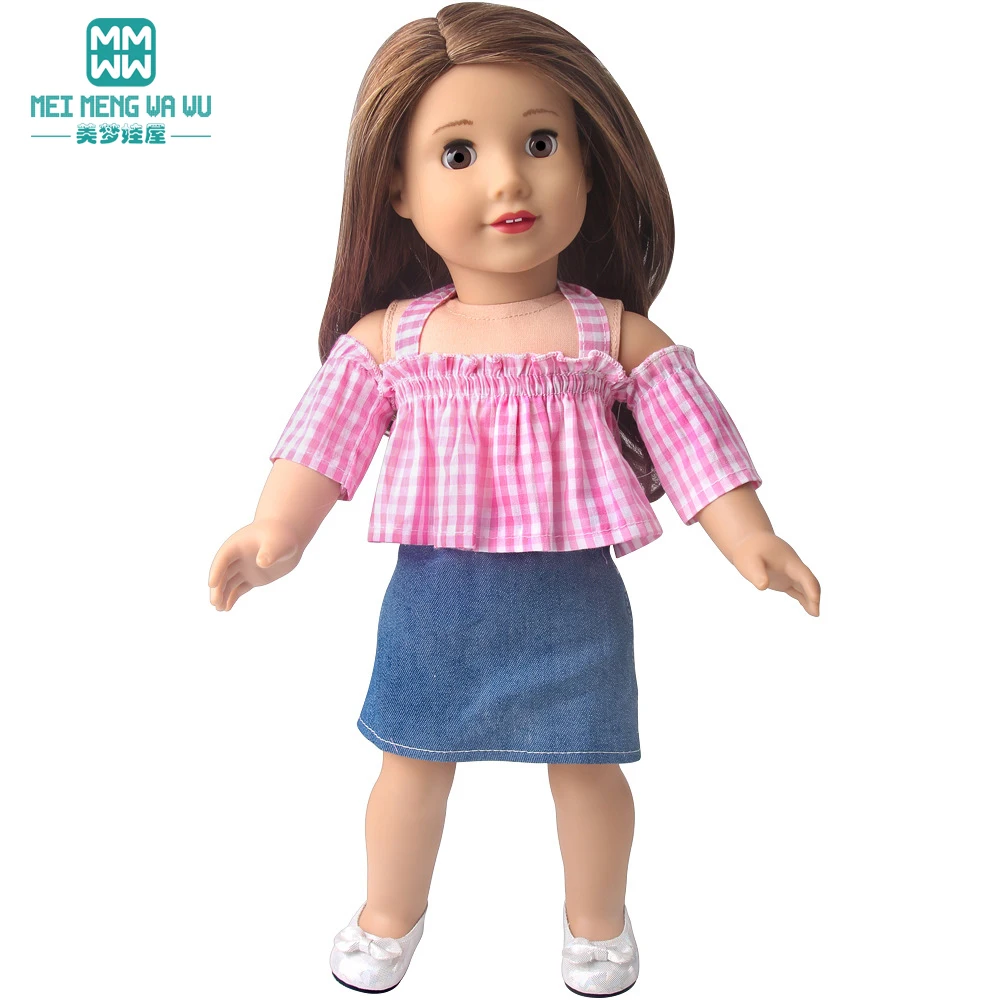 Puppe Kleidung Fit 45cm Spielzeug Amerikanische Puppe Mode Cartoon Gaze Kleid Hemd Hosen Schuhe Mädchen Geschenke – Detail 7