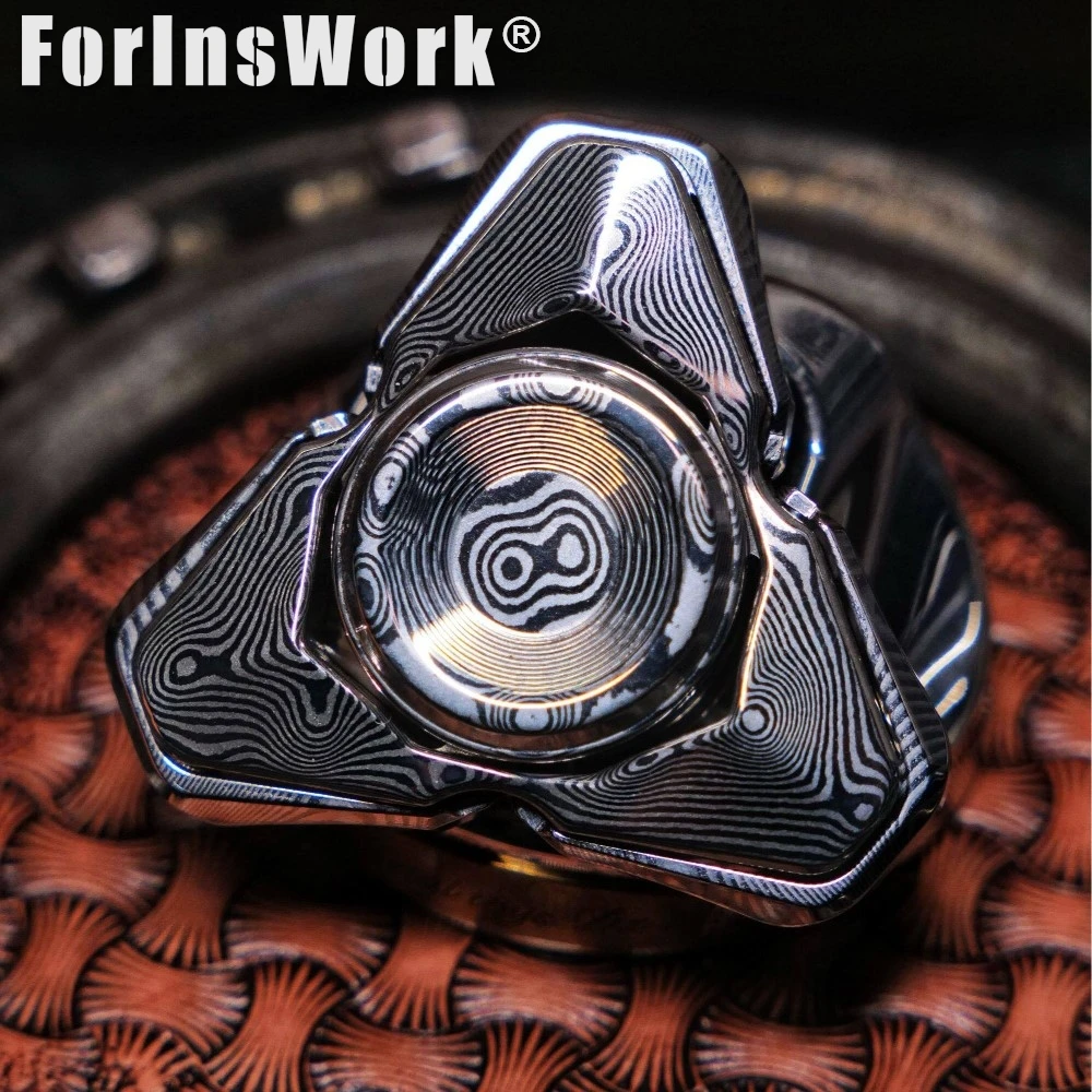 Damascus Steel Tuning Fork Cracking Spinning Top EDC Fidget Toy Autism Toys Spinner Toys