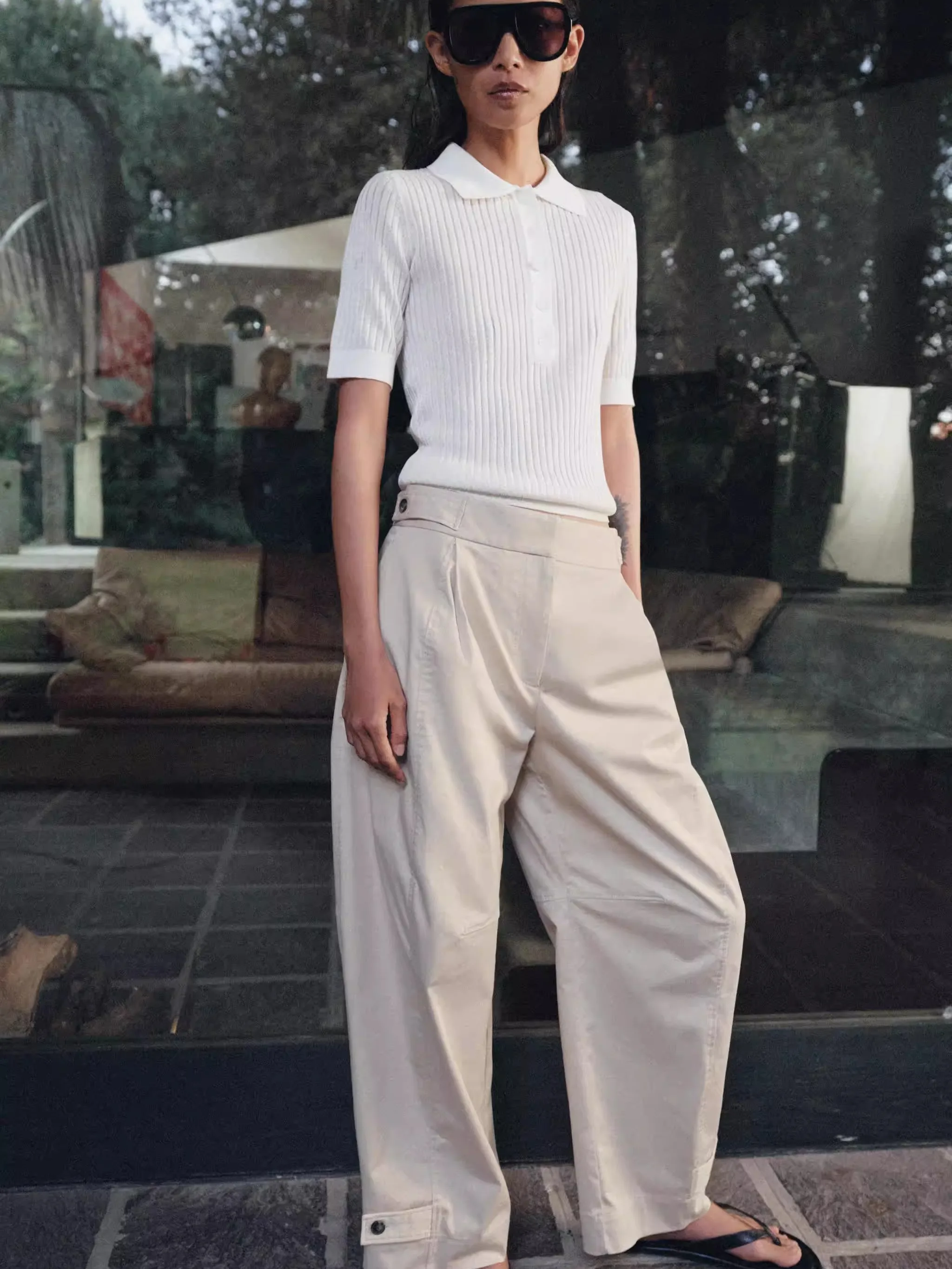 Spring New Arrival Women's Casual Knitted Short Sleeve Semi-Transparent  Shirt Simple Design Comfortable Regular Fit