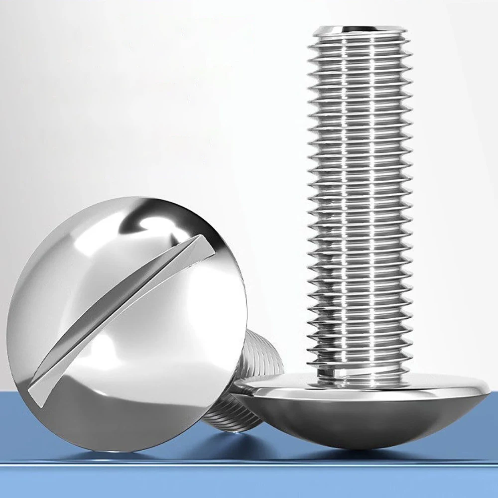 Slotted Truss Head Screws 304 Stainless Steel Slotted Round Large Flat Mushroom Head Machine Screw Bolt  M2 M2.5 M3 M4 M5 M6