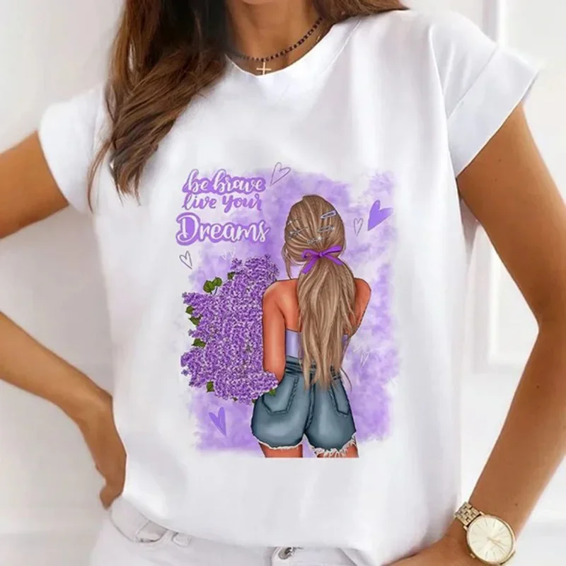 

Женская футболка с коротким рукавом, модная Базовая рубашка с круглым вырезом и принтом для девушек в Париже, женская одежда, футболки с графическим принтом, топы