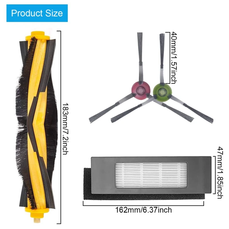 ตัวกรอง HEPA แปรงปัดด้านข้างสำหรับเปลี่ยน Ecovacs deebot ozmo 920 950 T5อะไหล่เครื่องดูดฝุ่น