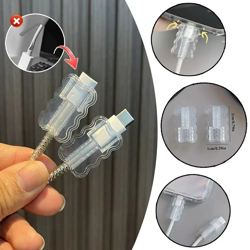 1/5/10Pcs Transparent Wavy Cable Saver Anti-breakage Cable Protective Sleeves Flexible Cable Management For School Office Home