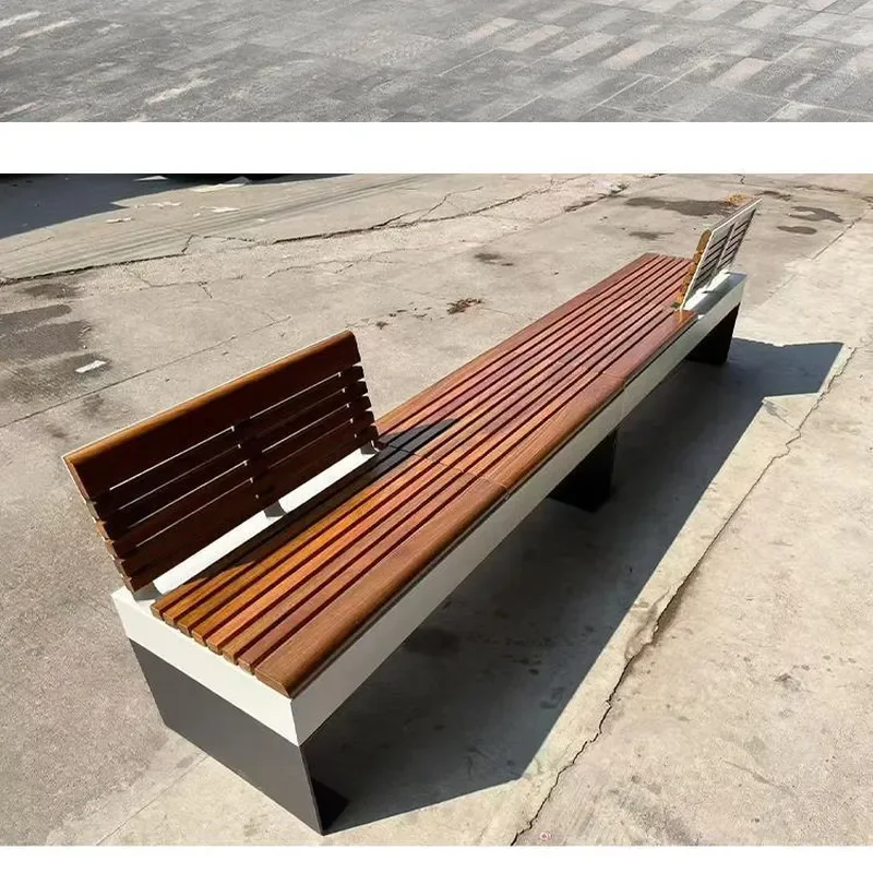 Stainless Steel Wrought Iron Outdoor Curved Bench Creative Special Shaped Park Square Chair Finished Stool for Tree Pool Side