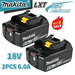 100% Original Makita Rechargeable Power Tool Battery, Replaceable LED Lithium-ion, 6.0 Ah 18V LXT BL1860B BL1860BL1850 BL1830