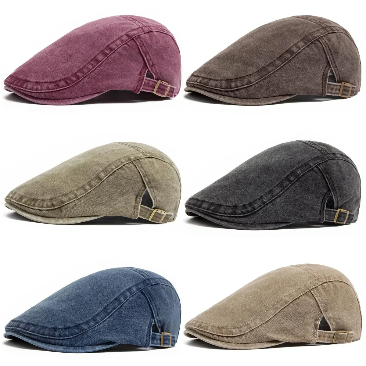 Vintage Washed Denim Beret Hat Retro American Street Forward Cap Painter Newsboy Visor Cap Unisex Beret Dressing Accessories