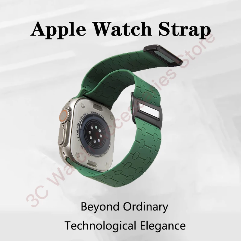 Siliconen Magnetische Band Voor Apple Watch Ultra 45Mm 49Mm 44Mm 40Mm 42Mm Armband Voor Horloge 3 Band Voor Iwatch 9 8 7 Se 6 5 4 3 2 1