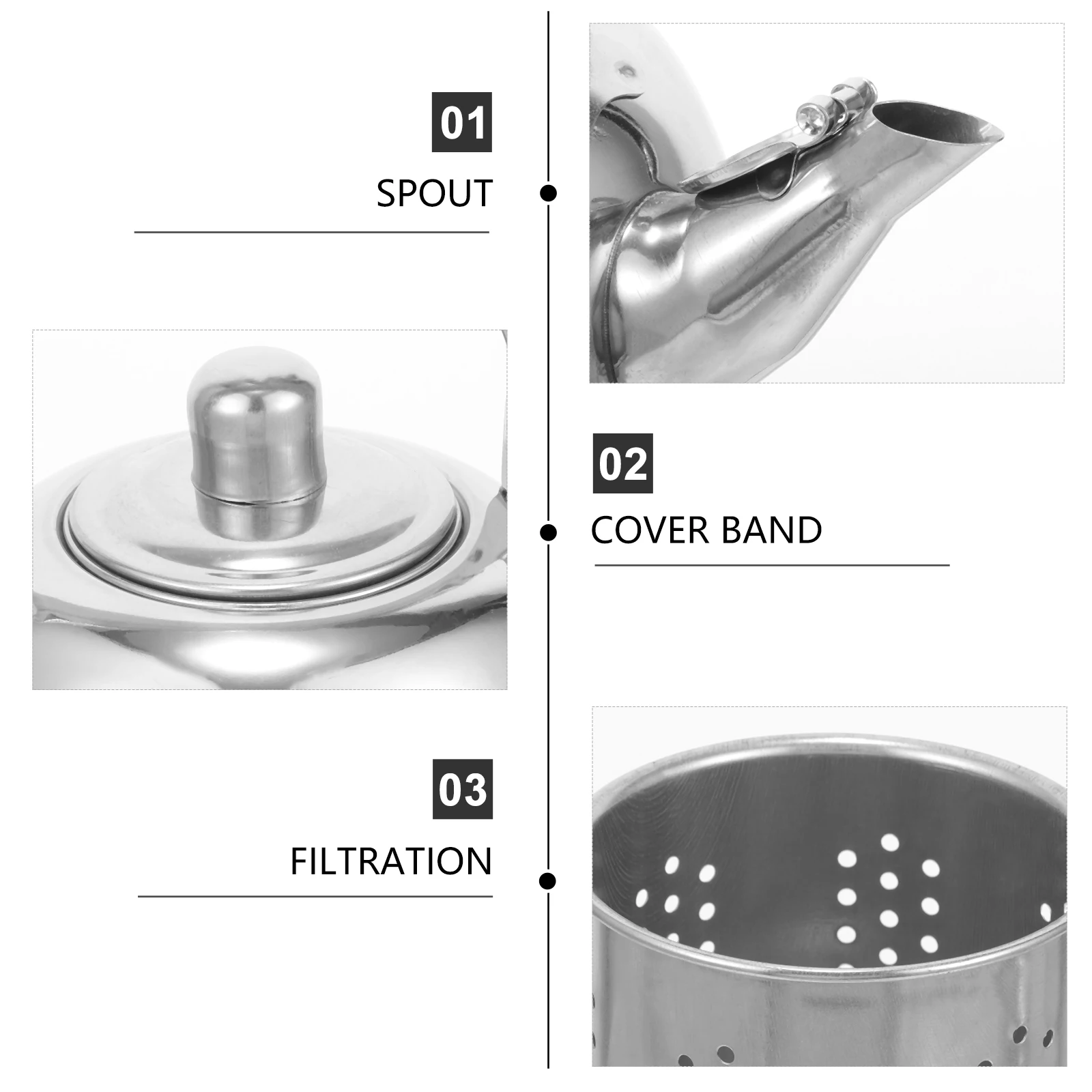 

1pc Thickened Teapot Stainless Steel Stove Top Tea Kettle Ergonomic Handle Smooth Spout Filter Infuser for Loose Flower